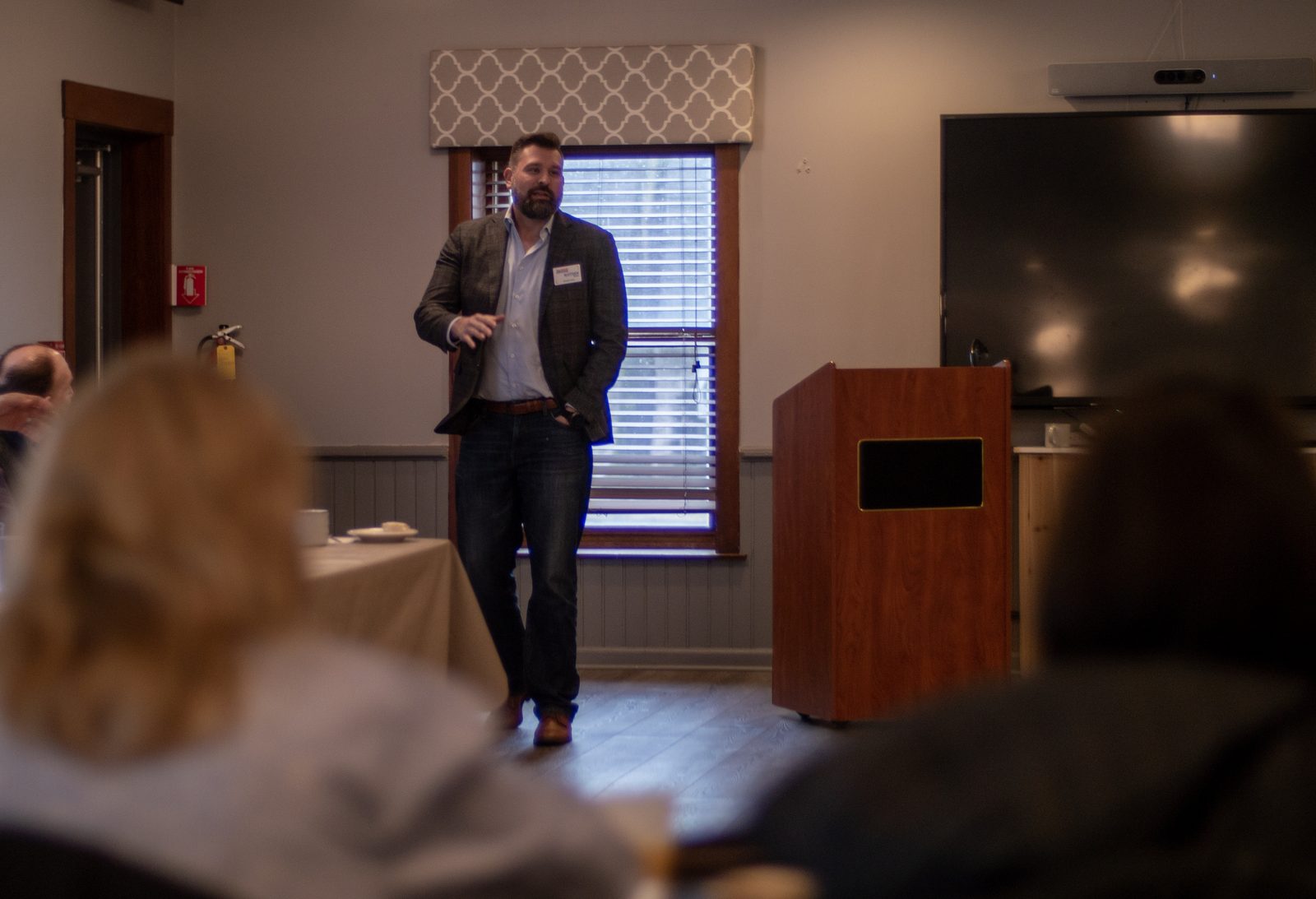A member presenting to the group